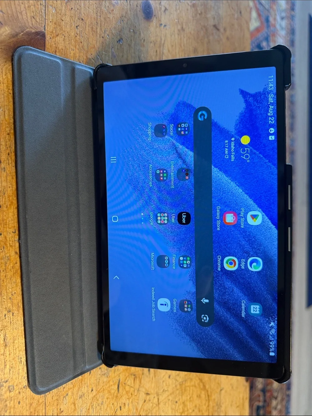Samsung Tablet with Dark Gray Folding Smart Cover